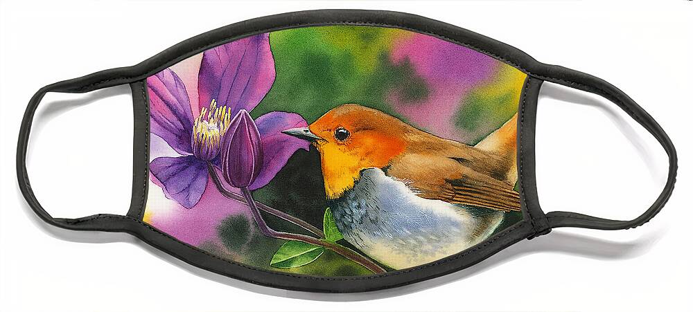 Robin Face Mask featuring the painting Robin by Espero Art
