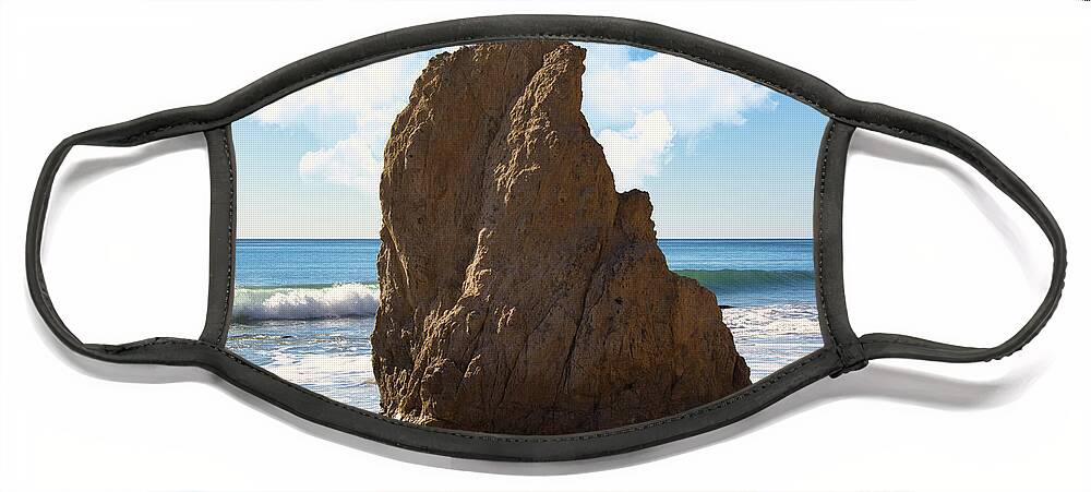 Beach Face Mask featuring the photograph Rock and Clouds at El Matador State Beach by Matthew DeGrushe
