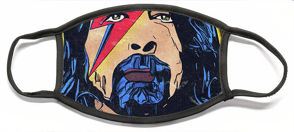 Dave Grohl Face Mask featuring the digital art Rock n Roll Rebel by Christina Rick