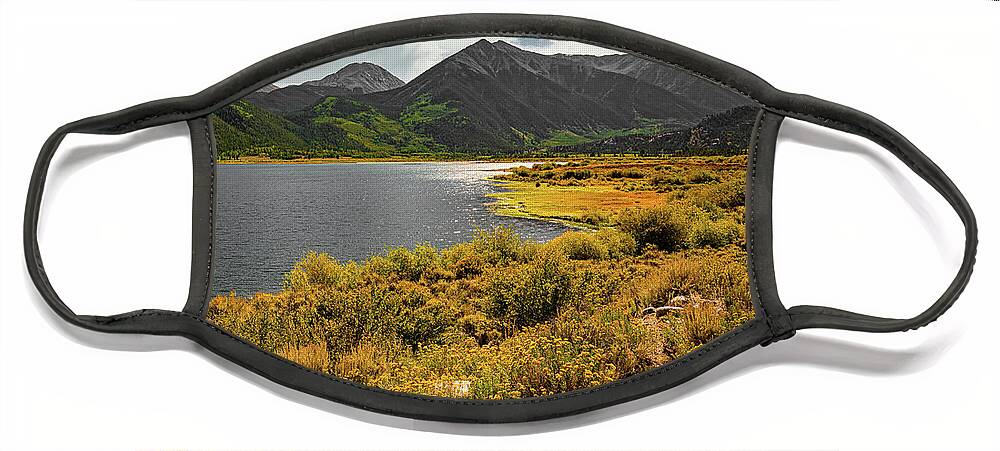Landscape Face Mask featuring the photograph Rocky Mountain Summer at Blue Lake by Ron Long Ltd Photography