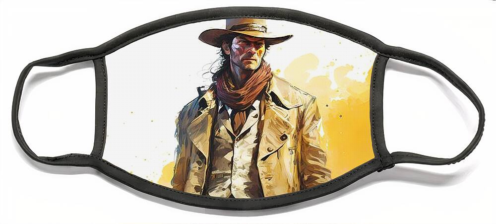 Rogue Jungle Cowboy Face Mask featuring the digital art Rogue Jungle Cowboy by Caito Junqueira