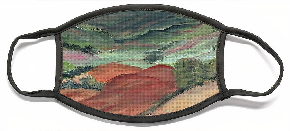 Nature Face Mask featuring the painting Rolling Hills by Debora Sanders