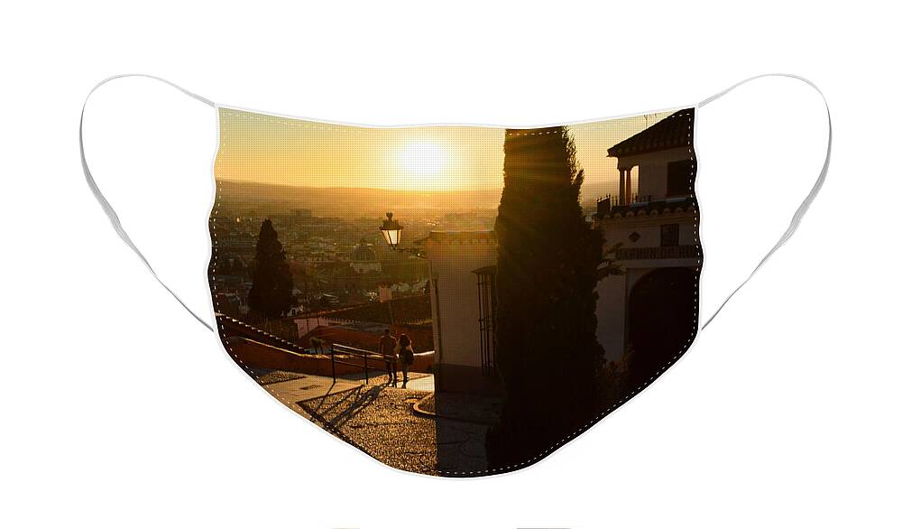 Granada Face Mask featuring the photograph Romance in Granada at sunset by Yavor Mihaylov