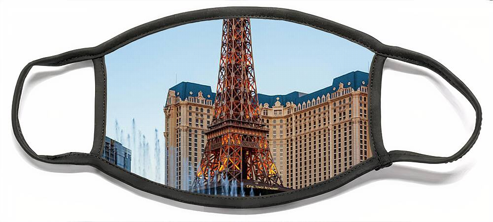 Paris Las Vegas Face Mask featuring the photograph Romantic Paris Las Vegas at dusk by Tatiana Travelways