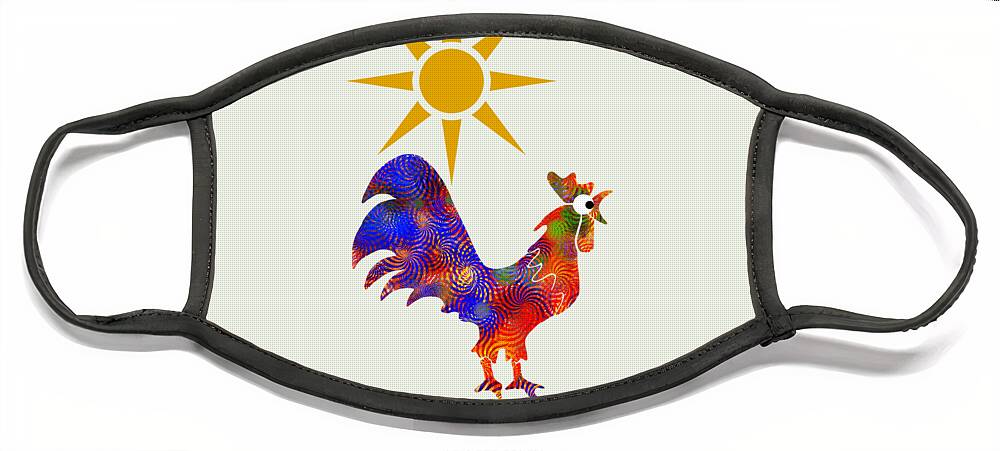 Rooster Face Mask featuring the mixed media Rooster Pattern Art by Christina Rollo