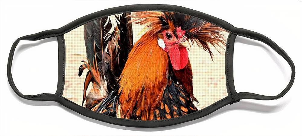 Rooster Face Mask featuring the photograph Rooster Photo 136 by Lucie Dumas