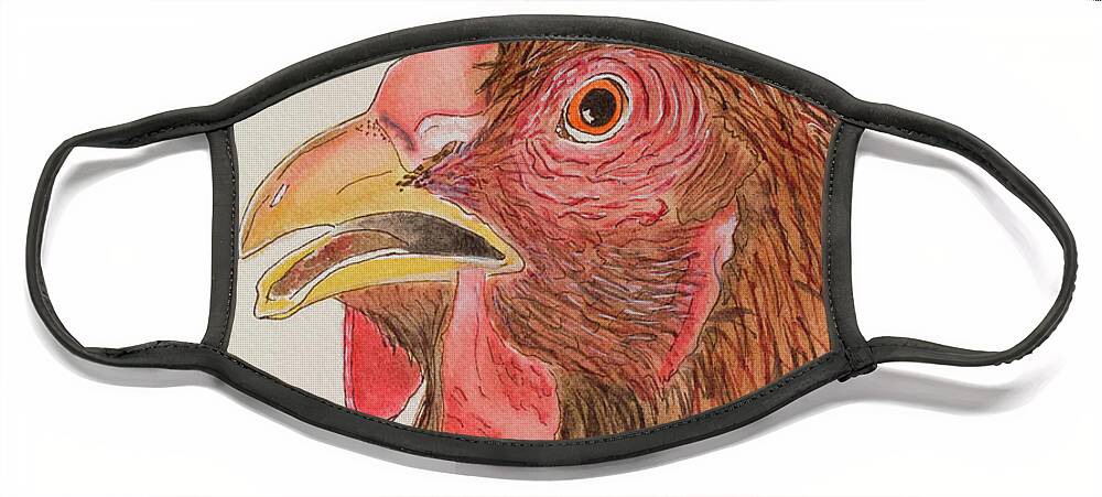 Rooster Face Mask featuring the mixed media Rooster by Shirley Dutchkowski