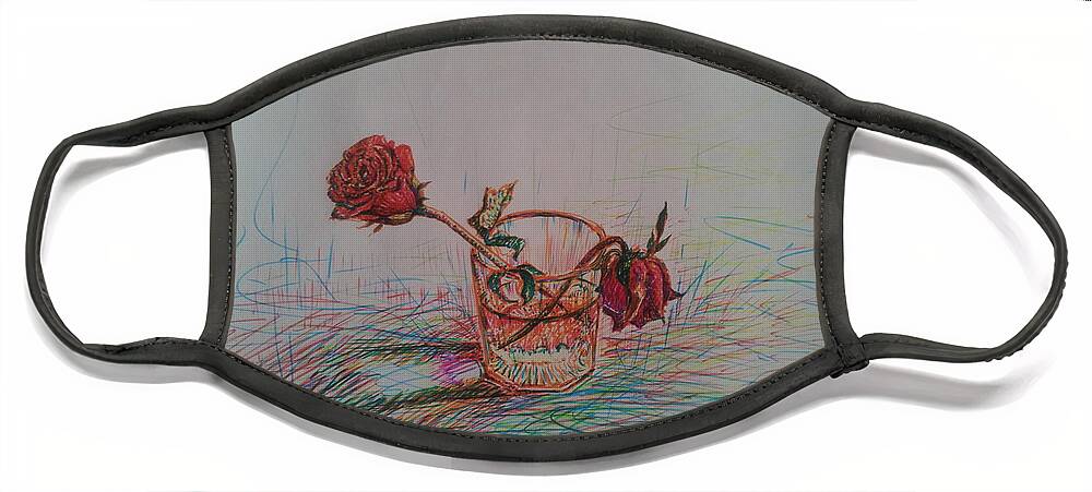 Rose Face Mask featuring the painting Rose to End by Sukalya Chearanantana