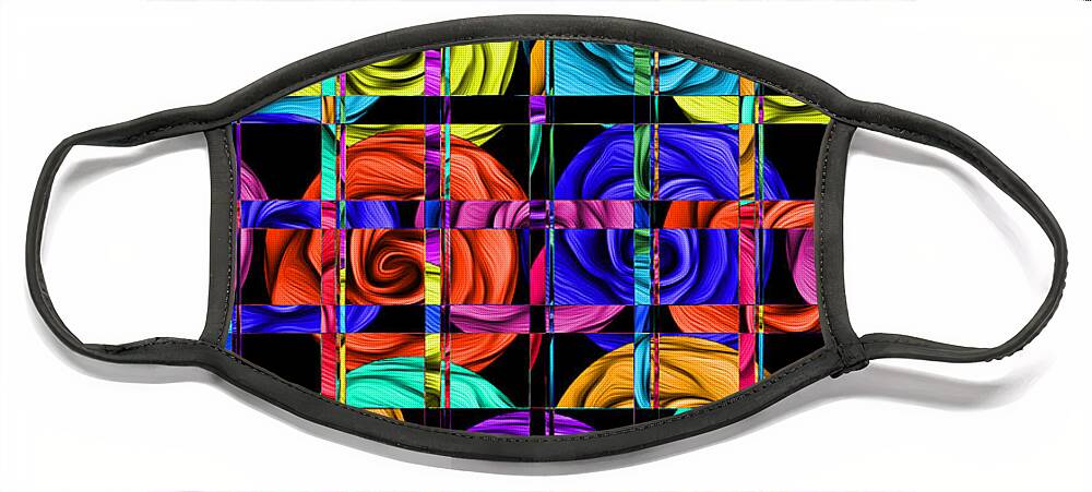 Abstract Face Mask featuring the digital art Rose Trellis Abstract by Ronald Mills
