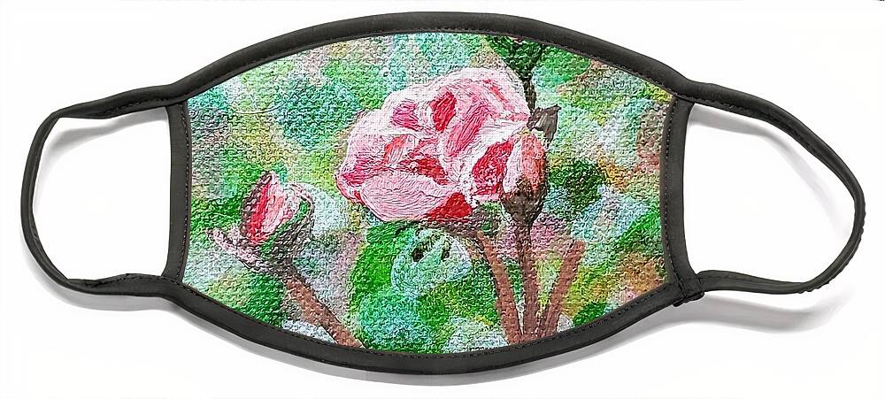 Rose Face Mask featuring the painting Rosebud by Amy Kuenzie