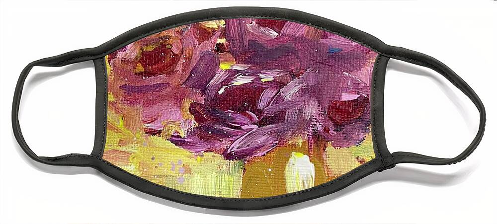 Roses Face Mask featuring the painting Roses on a Sunny Day by Roxy Rich