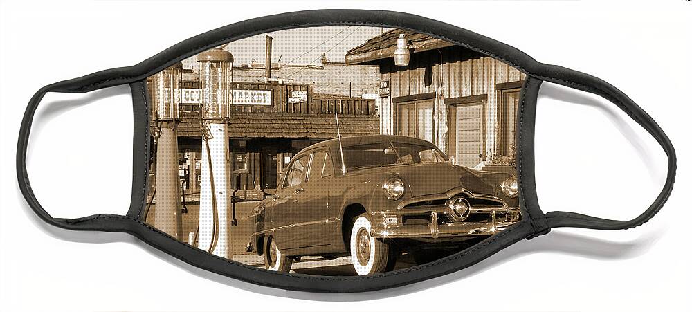 Route 66 Face Mask featuring the photograph Route 66 - Old Service Station by Mike McGlothlen