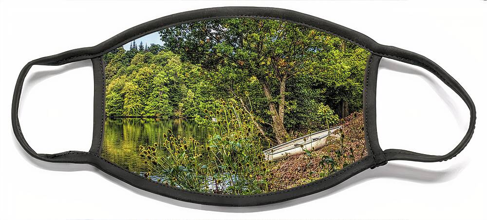 Boats Face Mask featuring the photograph Rowboat in Early Autumn by Debra and Dave Vanderlaan