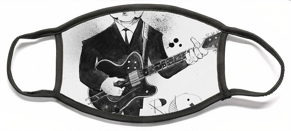  Face Mask featuring the drawing Roy Orbison by Phil Mckenney