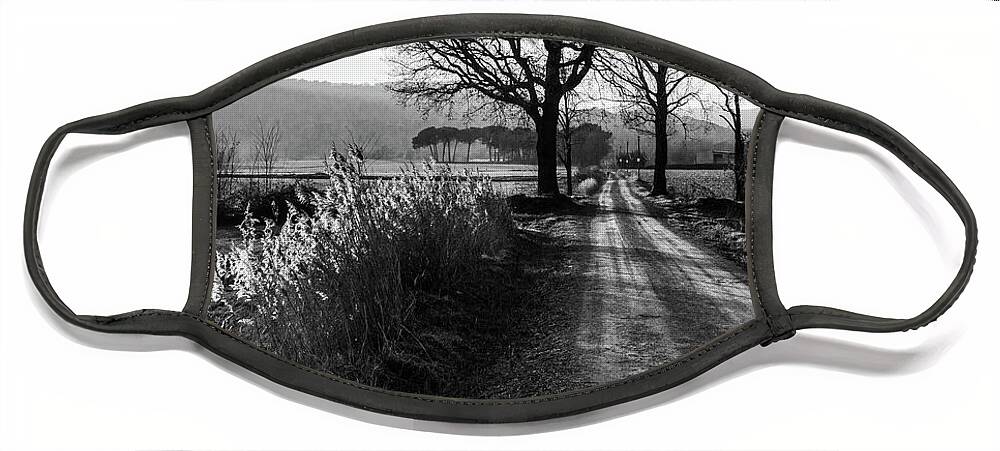 Agriculture Face Mask featuring the photograph Rural road to Senfores, Catalonia - B/W by Jordi Carrio Jamila