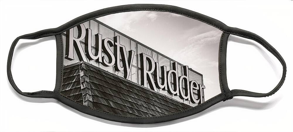 Rusty Face Mask featuring the photograph Rusty Rudder Sign by Jason Fink