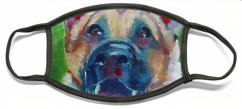 German Shepherd Face Mask featuring the painting Rusty by Almeta Lennon
