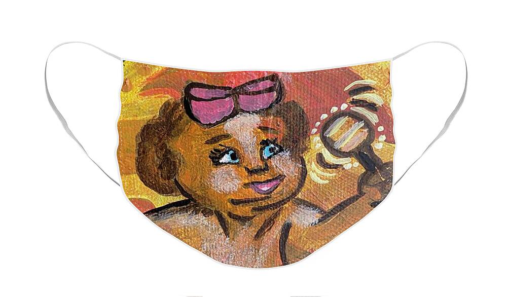 #innerchild #playfulness #protection #creativity #wildchild #healthyspirit Face Mask featuring the painting Sacred Playfulness by Sylvia Becker-Hill