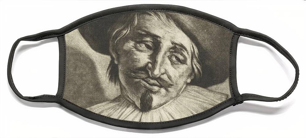 Vintage Face Mask featuring the painting Sad man, Aert Schouman, after Frans Hals, 1720 by MotionAge Designs