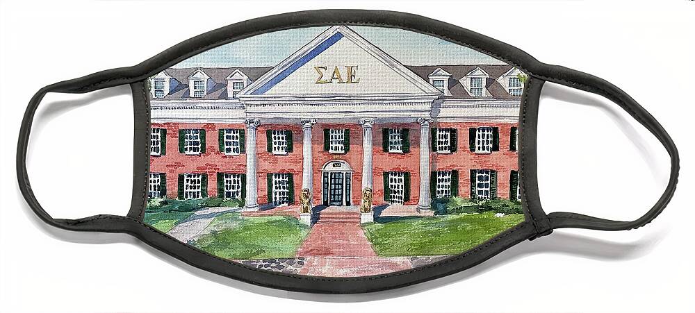 Sae Face Mask featuring the painting SAE House by Liana Yarckin