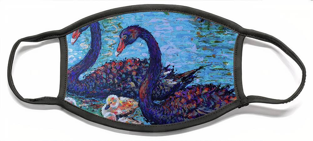  Face Mask featuring the painting Safeguarding Black Swans by Jyotika Shroff
