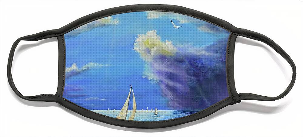 Ocean Face Mask featuring the painting Sail Away by Mary Scott