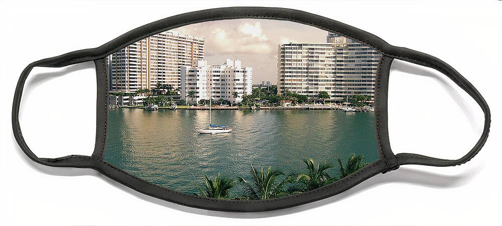Miami Beach Face Mask featuring the photograph Sailboat In Miami Beach Florida by Phil Perkins