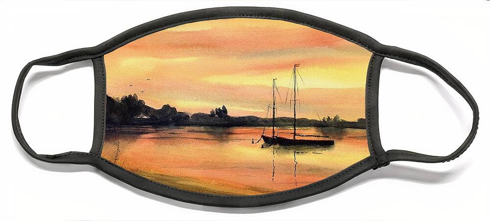 Sunset Face Mask featuring the painting Sailor's Delight by Joseph Burger