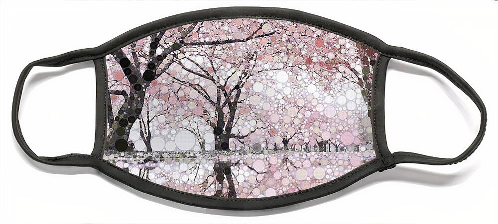 Japan Face Mask featuring the mixed media Sakura Spring Pink by Susan Maxwell Schmidt