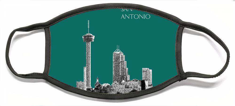 Architecture Face Mask featuring the digital art San Antonio Skyline - Coral by DB Artist
