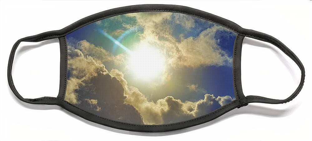 Clouds Face Mask featuring the photograph San Diego Clouds With SunFlare by Phyllis Spoor