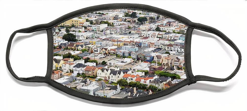 San Francisco Face Mask featuring the photograph San Francisco Sunset District by Gary Geddes