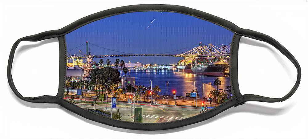 Waterfront Face Mask featuring the photograph San Pedro Port of LA Waterfront by David Zanzinger