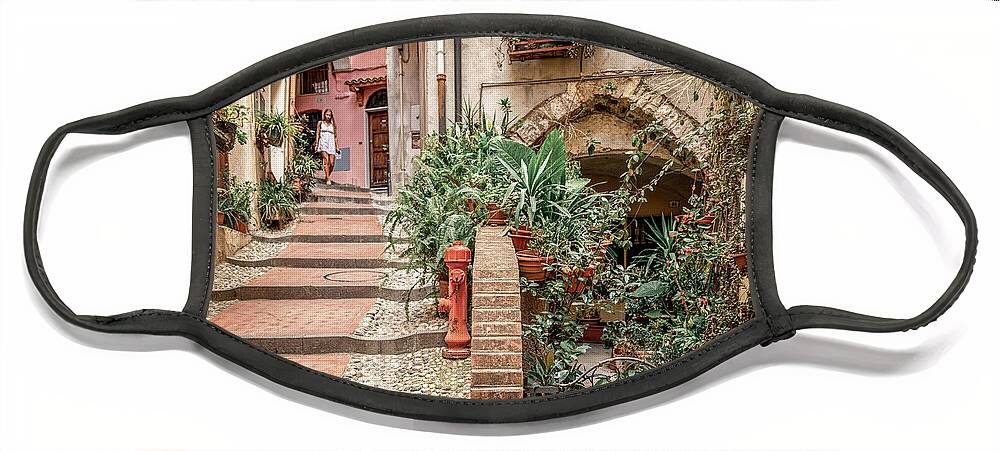 Decoration Face Mask featuring the photograph San Remo old Town, Italy by Benoit Bruchez