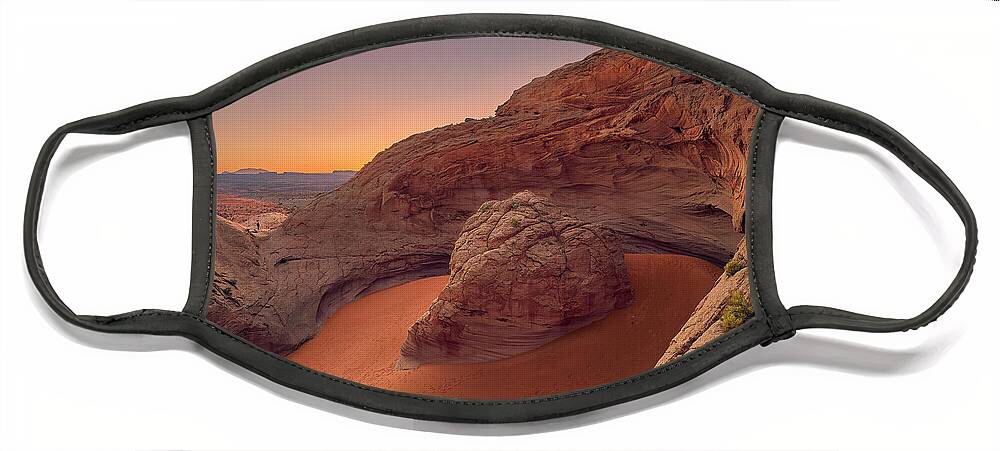 Utah Face Mask featuring the photograph Sand Crater by Peter Boehringer