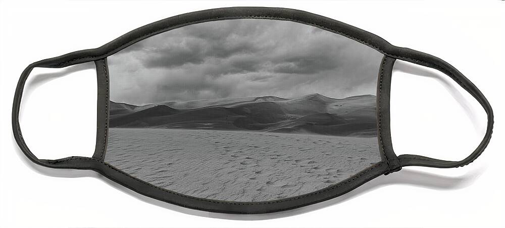  Face Mask featuring the photograph Sand Dune Footprints by William Boggs