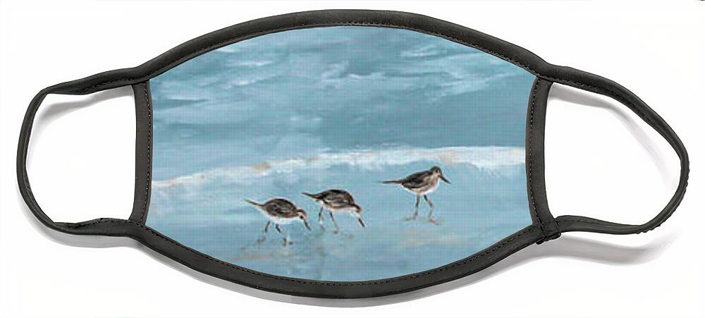 Beach Face Mask featuring the painting Sandbridge Sandpipers by Patrick Dablow