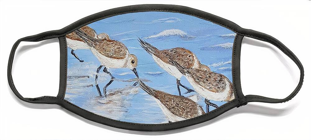 Sandpipers Face Mask featuring the painting Sandpipers by Elizabeth Mauldin