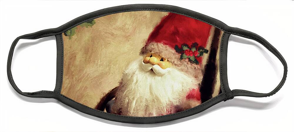 Santa Face Mask featuring the digital art Santa Gnome Takes A Break by Lois Bryan