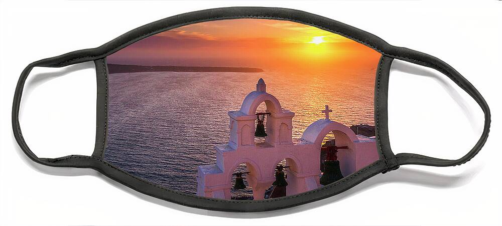 Greece Face Mask featuring the photograph Santorini Sunset by Evgeni Dinev