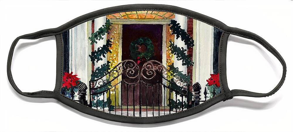 Christmas Face Mask featuring the painting Elegant Christmas by Merana Cadorette