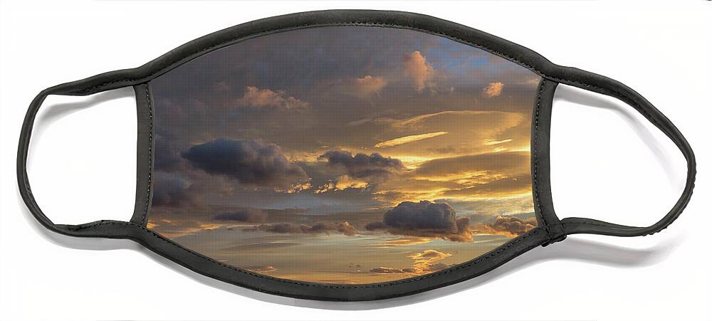 Clouds Face Mask featuring the photograph Scenic sunset sky in Calpe by Adriana Mueller