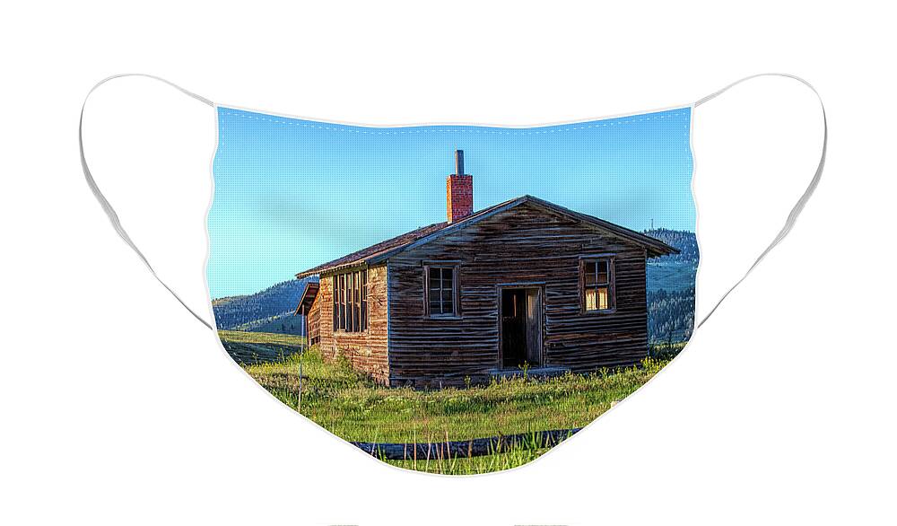 Landscape Face Mask featuring the photograph School House of Yester Year by Pamela Dunn-Parrish