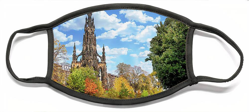Scots Memorial Face Mask featuring the digital art Scots Memorial - City of Edinburgh by SnapHappy Photos