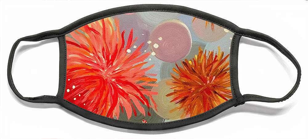 Marine Life Face Mask featuring the painting Sea Anemone by Debora Sanders