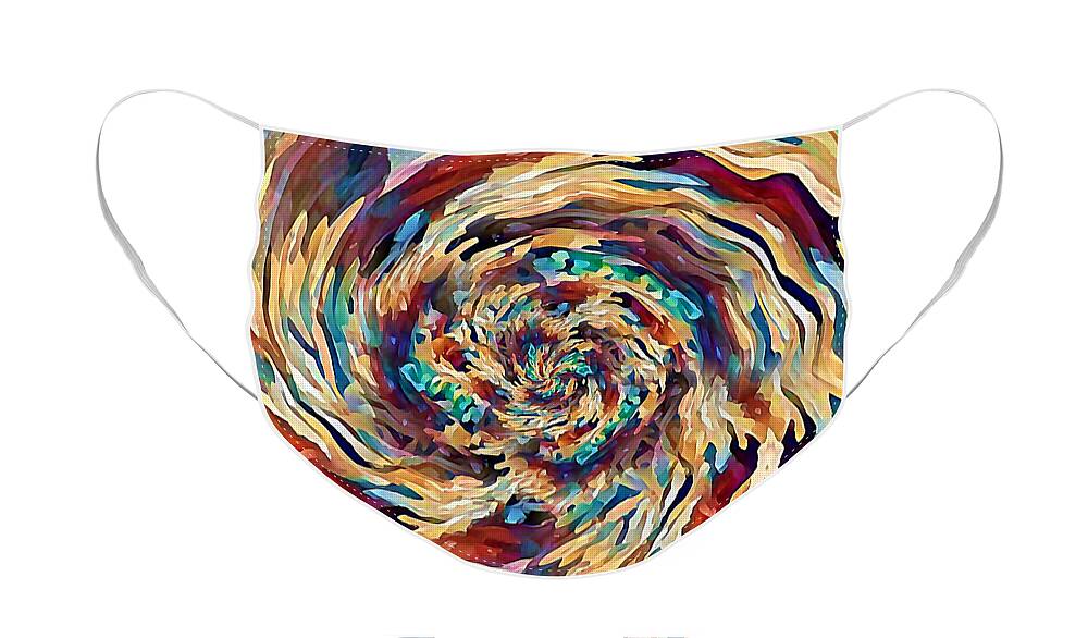 Floral Face Mask featuring the digital art Sea Salad Swirl by David Manlove