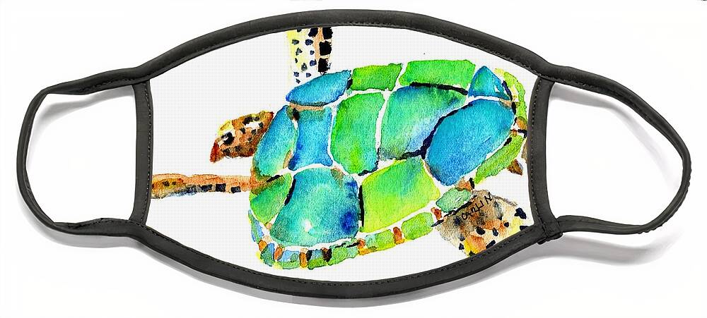 Turtle Face Mask featuring the painting Sea Turtle by Carlin Blahnik CarlinArtWatercolor