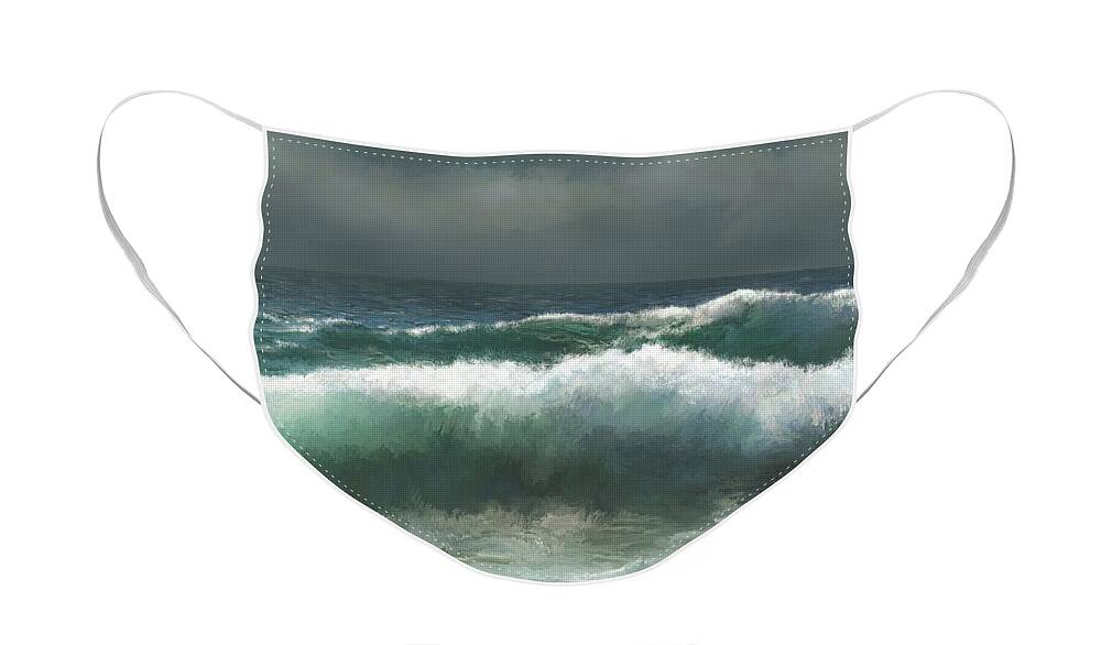 Ocean Face Mask featuring the digital art Sea View 276 by Lucie Dumas