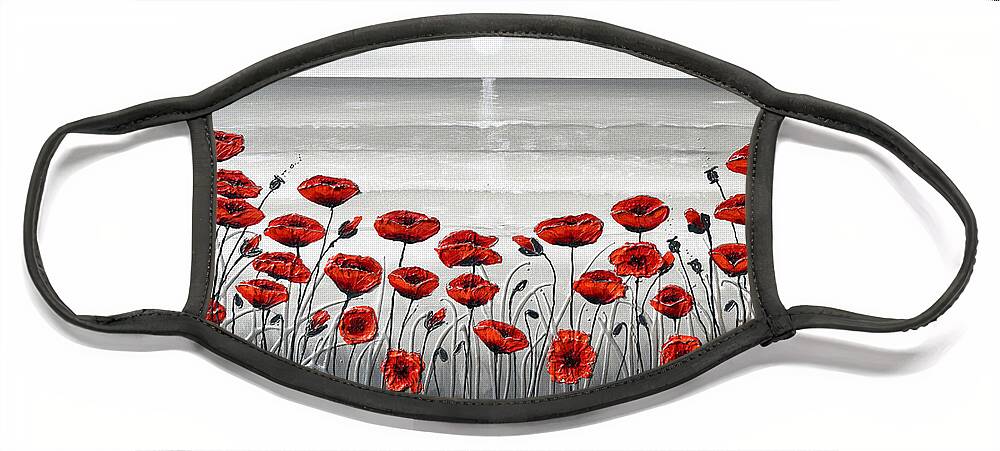 Red Poppies Face Mask featuring the painting Sea with Red Poppies by Amanda Dagg