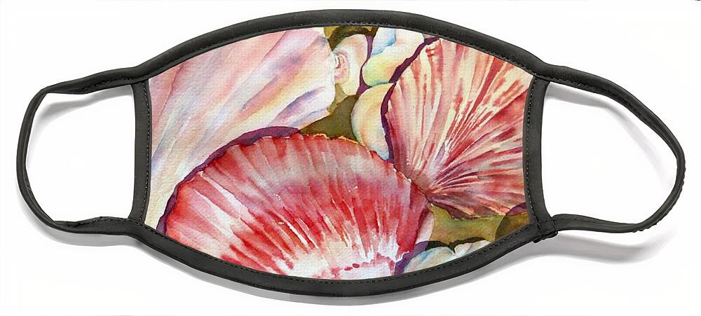 Watercolor Face Mask featuring the painting Seashells I by Liana Yarckin